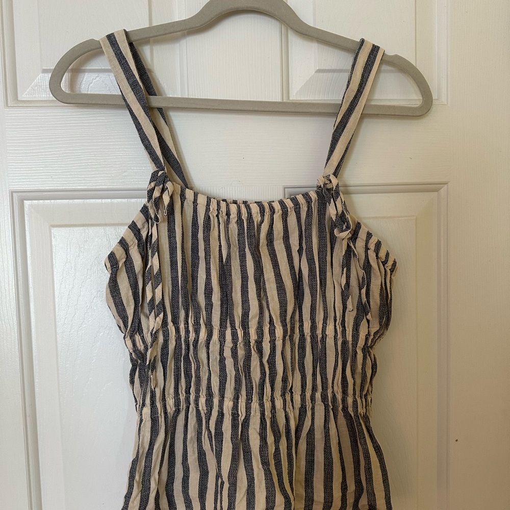 Striped Sleeveless Top - Blue and Cream